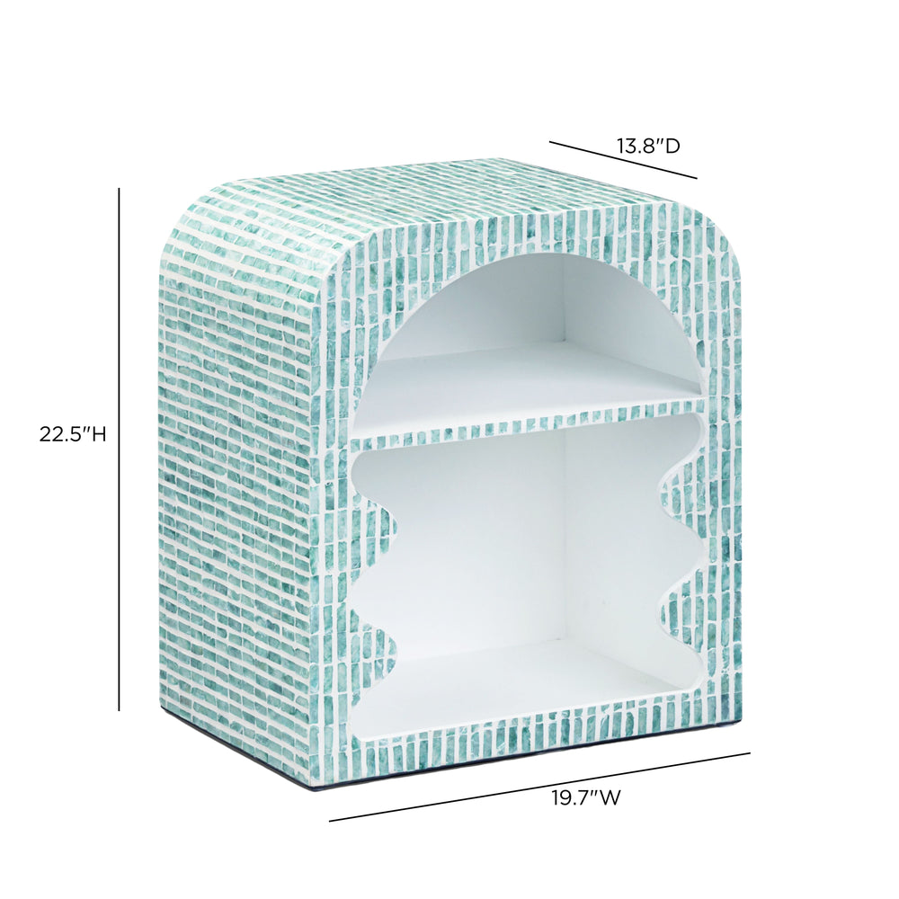 Jess 20" Teal Capiz Shell Nightstand