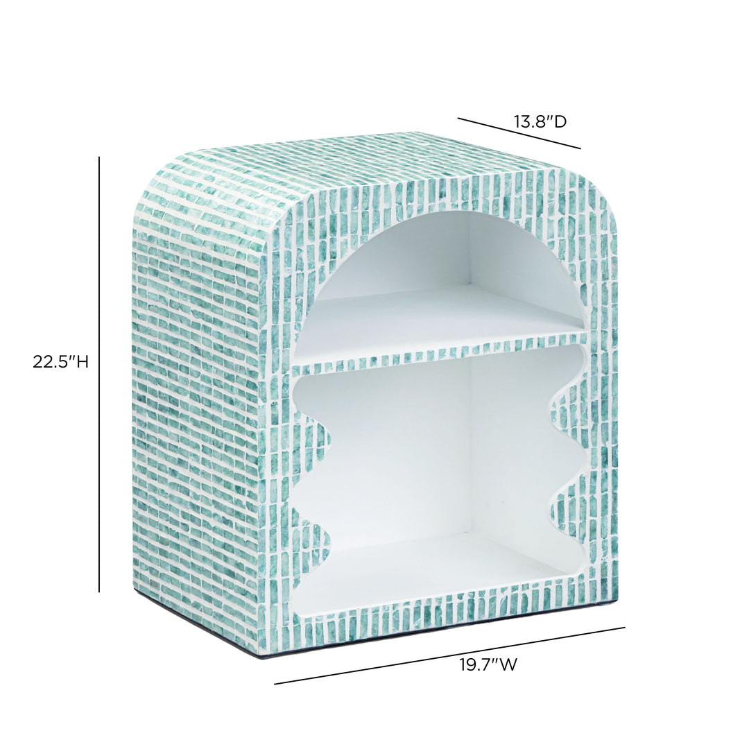 Jess 20" Teal Capiz Shell Nightstand