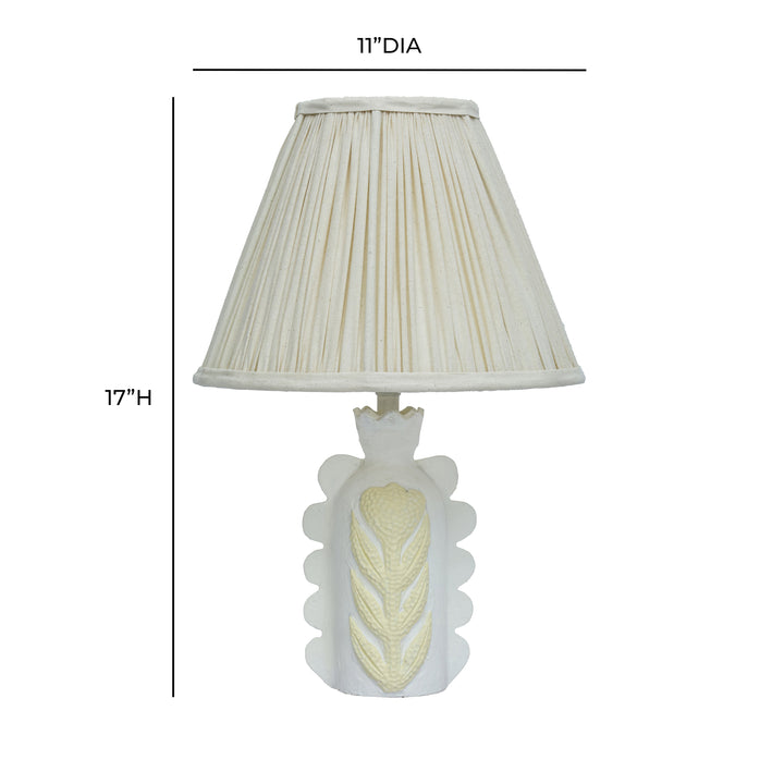 Edith Scalloped Papier Mache Flower Pleated Table Lamp