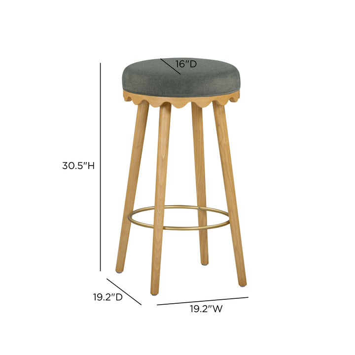 Oodle Green Performance Vegan Mohair Bar Stool - Natural Ash