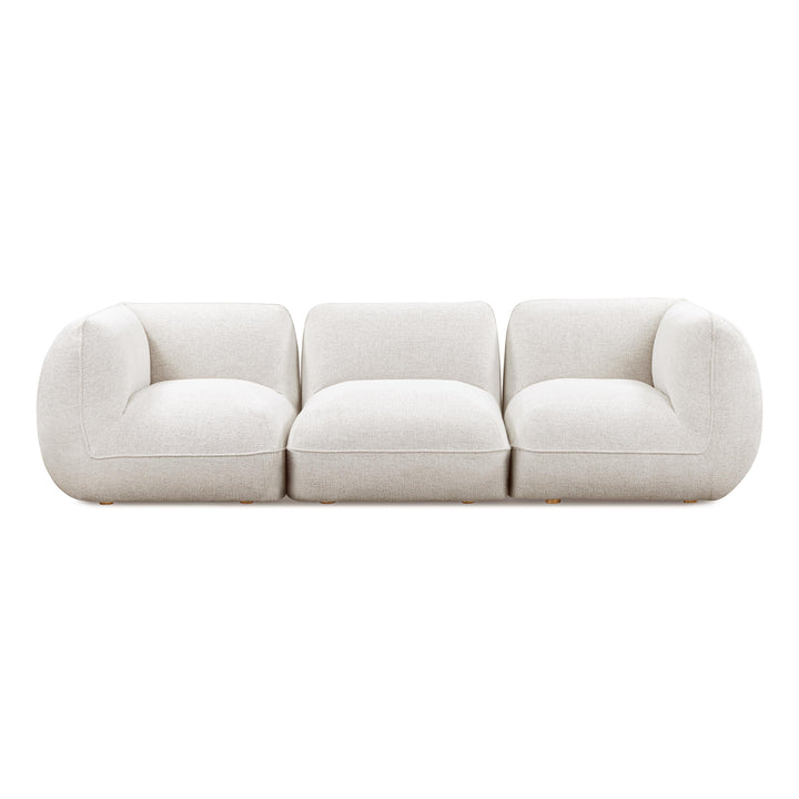 Arezza 115" Stone White Contract-Grade Basketweave Chenille Modular Sofa