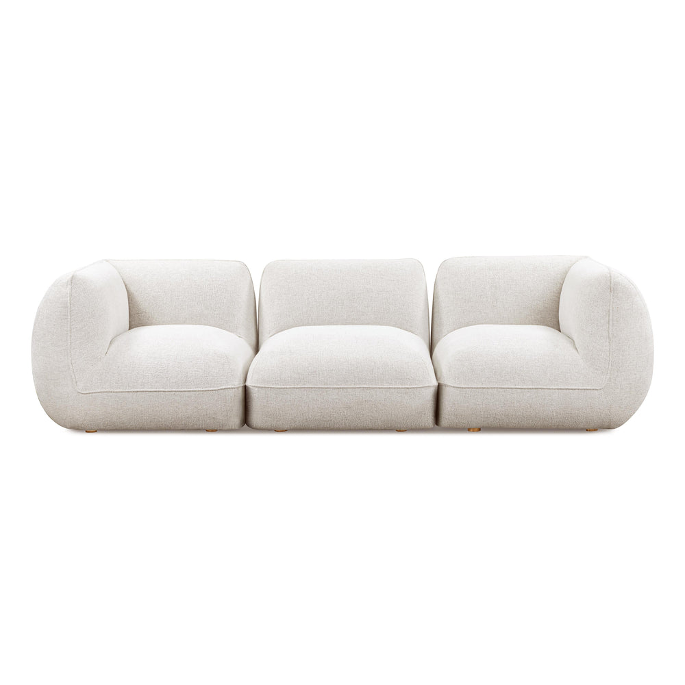 Arezza 115" Stone White Contract-Grade Basketweave Chenille Modular Sofa