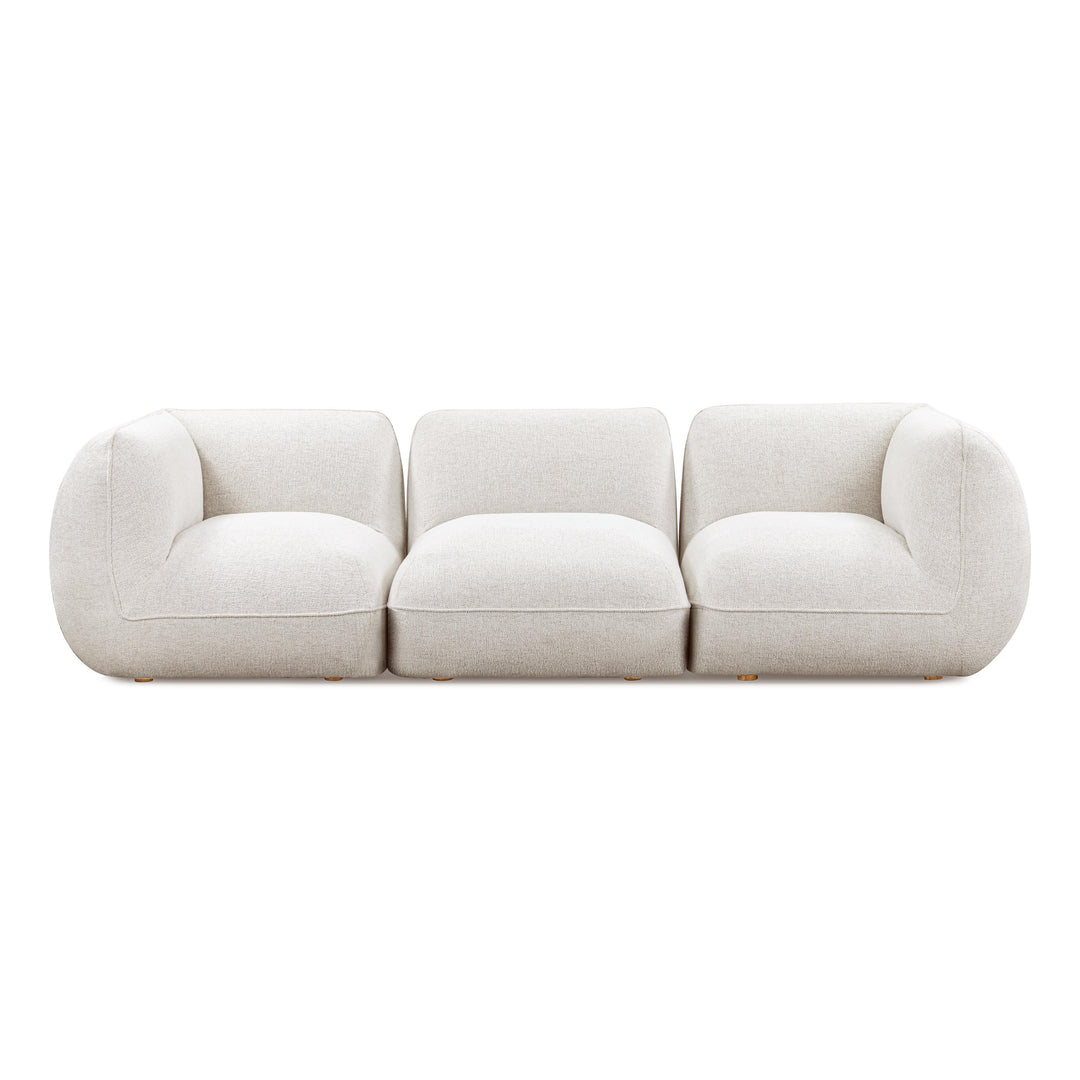 Arezza 115" Stone White Contract-Grade Basketweave Chenille Modular Sofa