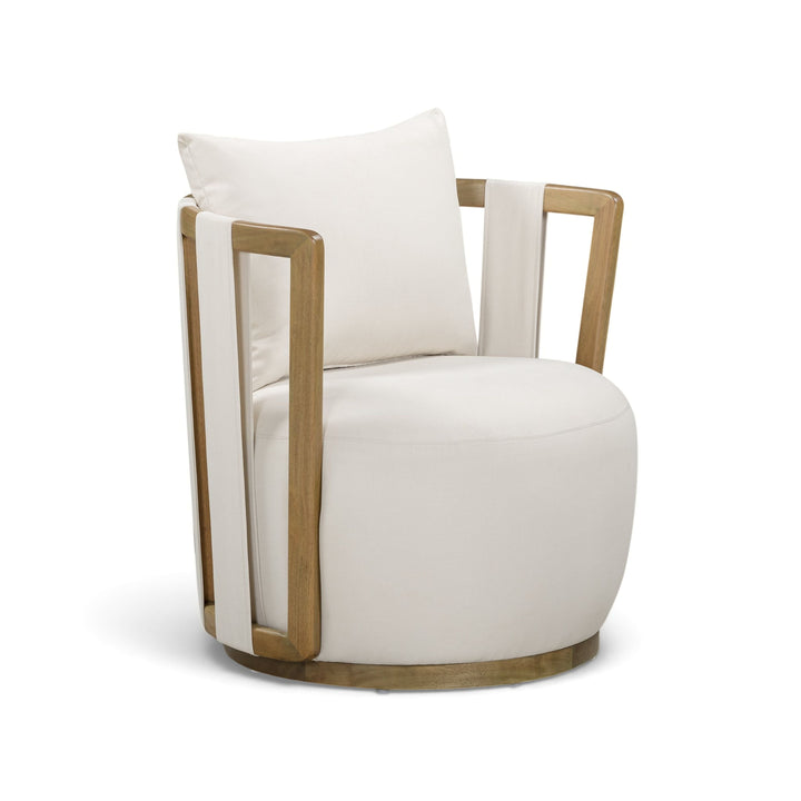 Paolo Cream Upcycled Basketweave Fabric Outdoor Accent Chair