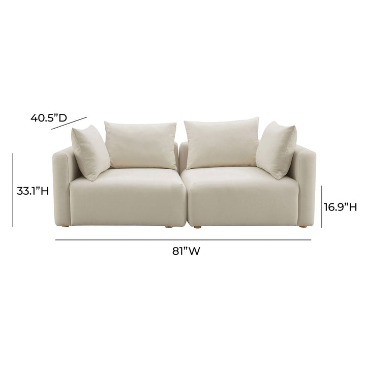 Hangover 81" Off-White Performance Linen Modular Loveseat