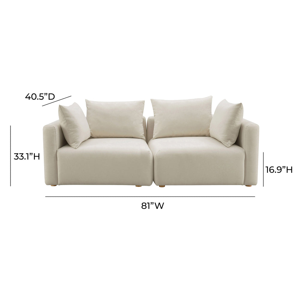 Hangover 81" Off-White Performance Linen Modular Loveseat