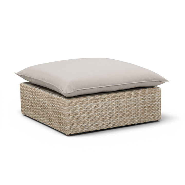Cali Performance Fabric &amp; Wicker Outdoor Ottoman