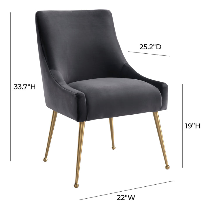 Beatrix Grey Performance Velvet Dining Chair - Gold Legs