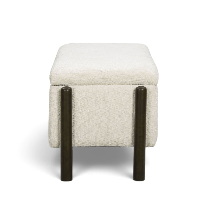 Abby 52" Cream Nubby Fabric Storage Bench