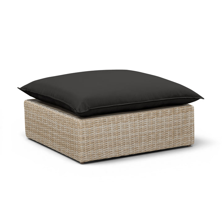 Cali Performance Fabric &amp; Wicker Outdoor Ottoman