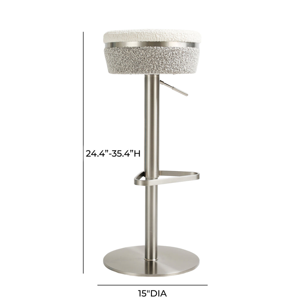 Astro Grey &amp; White Performance Boucle Adjustable Stool