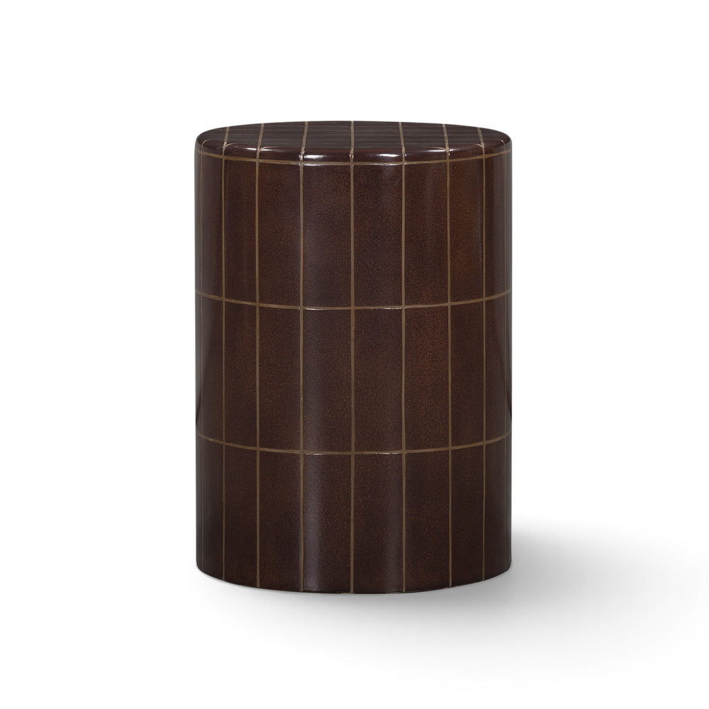 Tatiana Round Concrete Indoor/Outdoor Side Table - Maroon