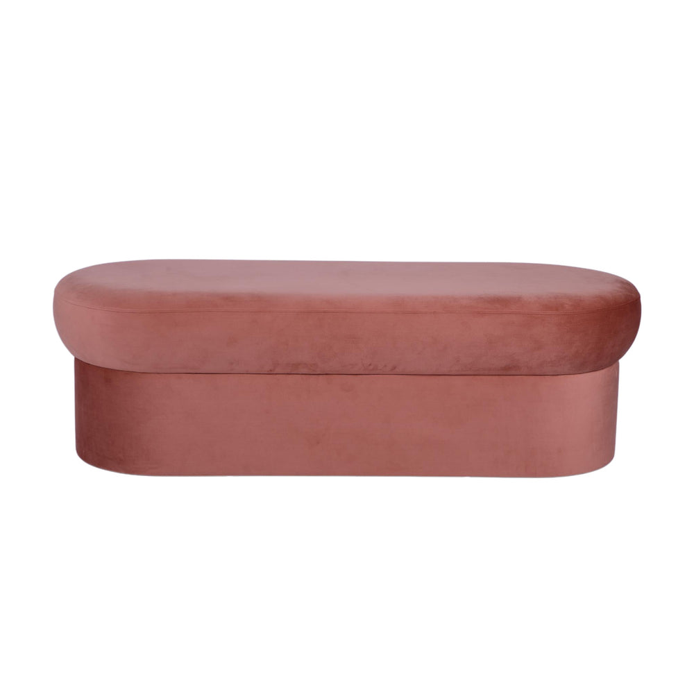Andrea Performance Velvet Storage Bench (31"-50") - Salmon / 50"