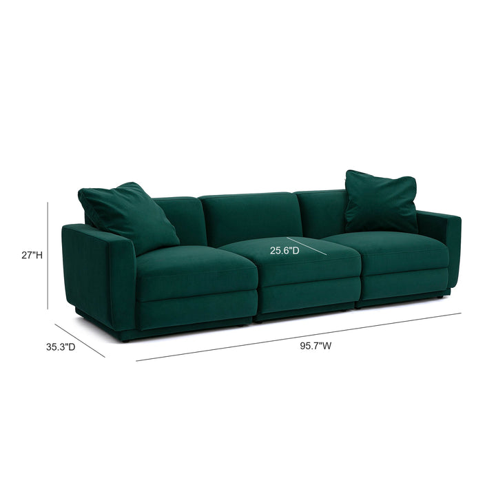 Perry Modular Sofa (96"-124") - Deep Green / 96"