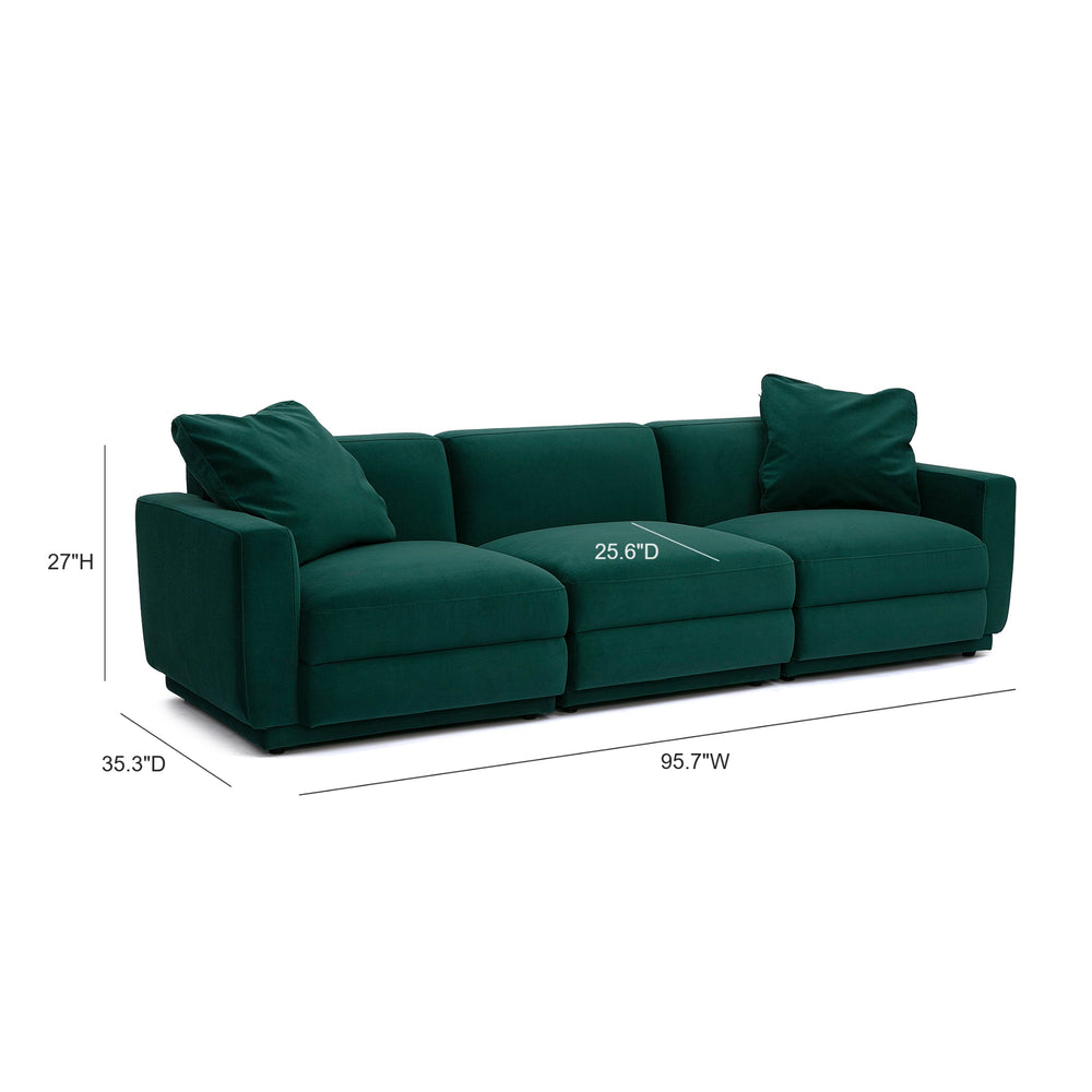 Perry Modular Sofa (96"-124") - Deep Green / 96"