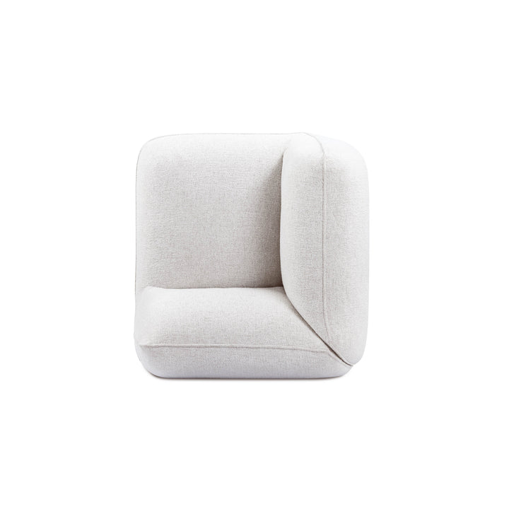 Arezza Stone White Contract-Grade Basketweave Chenille Corner Chair