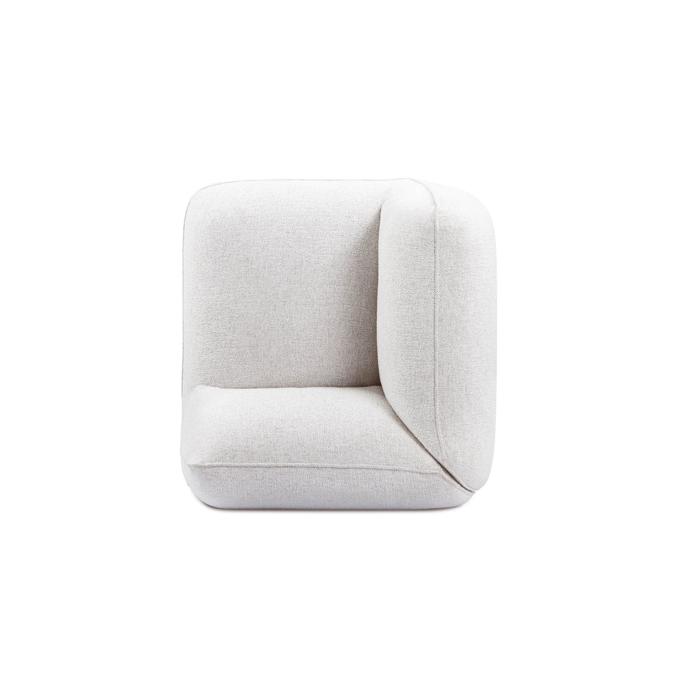 Arezza Stone White Contract-Grade Basketweave Chenille Corner Chair