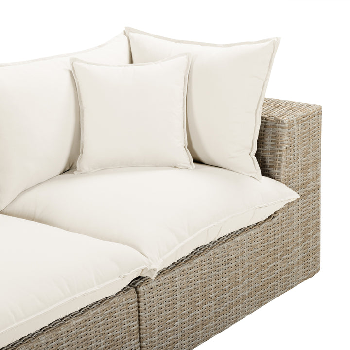 Cali 80" Performance Fabric &amp; Wicker Outdoor Loveseat