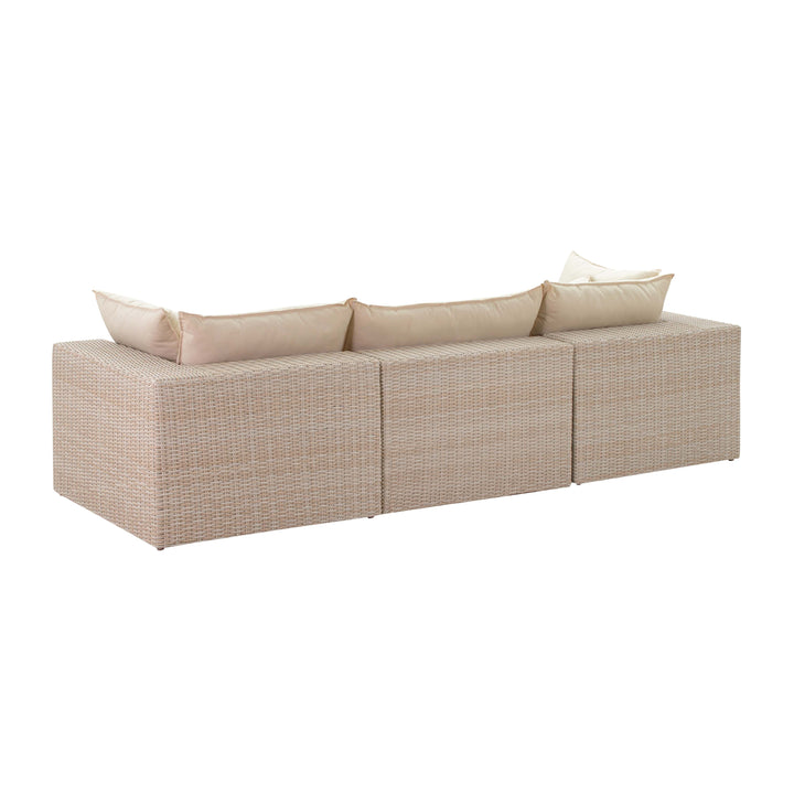 Cali 120" Performance Fabric &amp; Wicker Outdoor Sofa