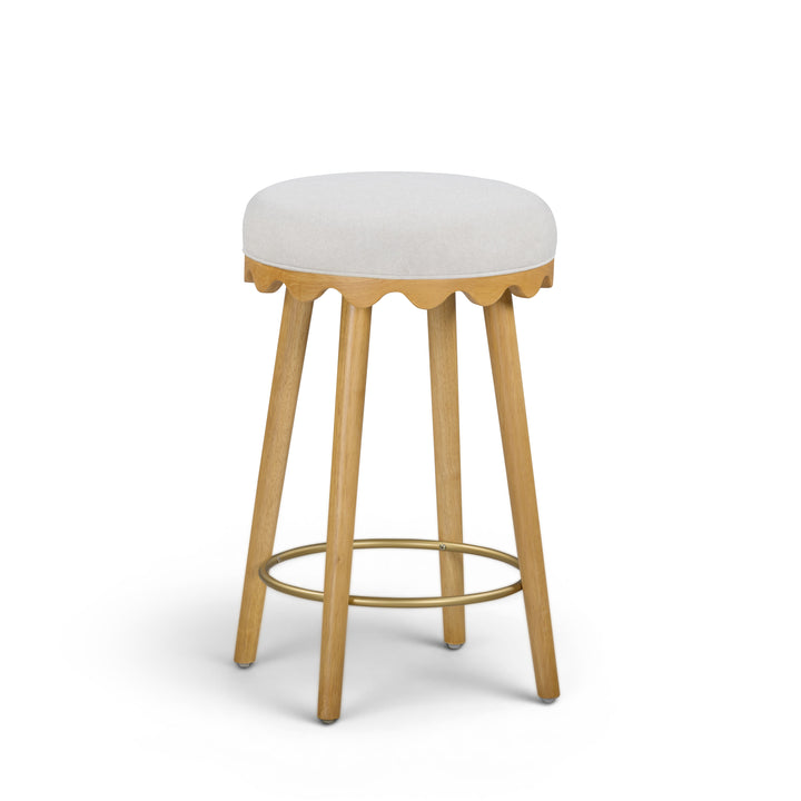 Oodle Cream Performance Vegan Mohair Counter Stool - Natural Ash