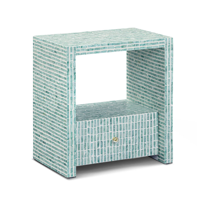 Tia 20" Blue Mother of Pearl Nightstand