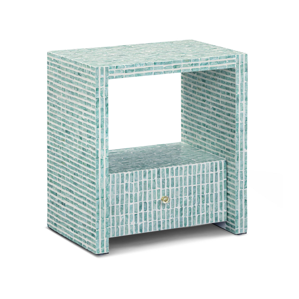 Tia 20" Blue Mother of Pearl Nightstand