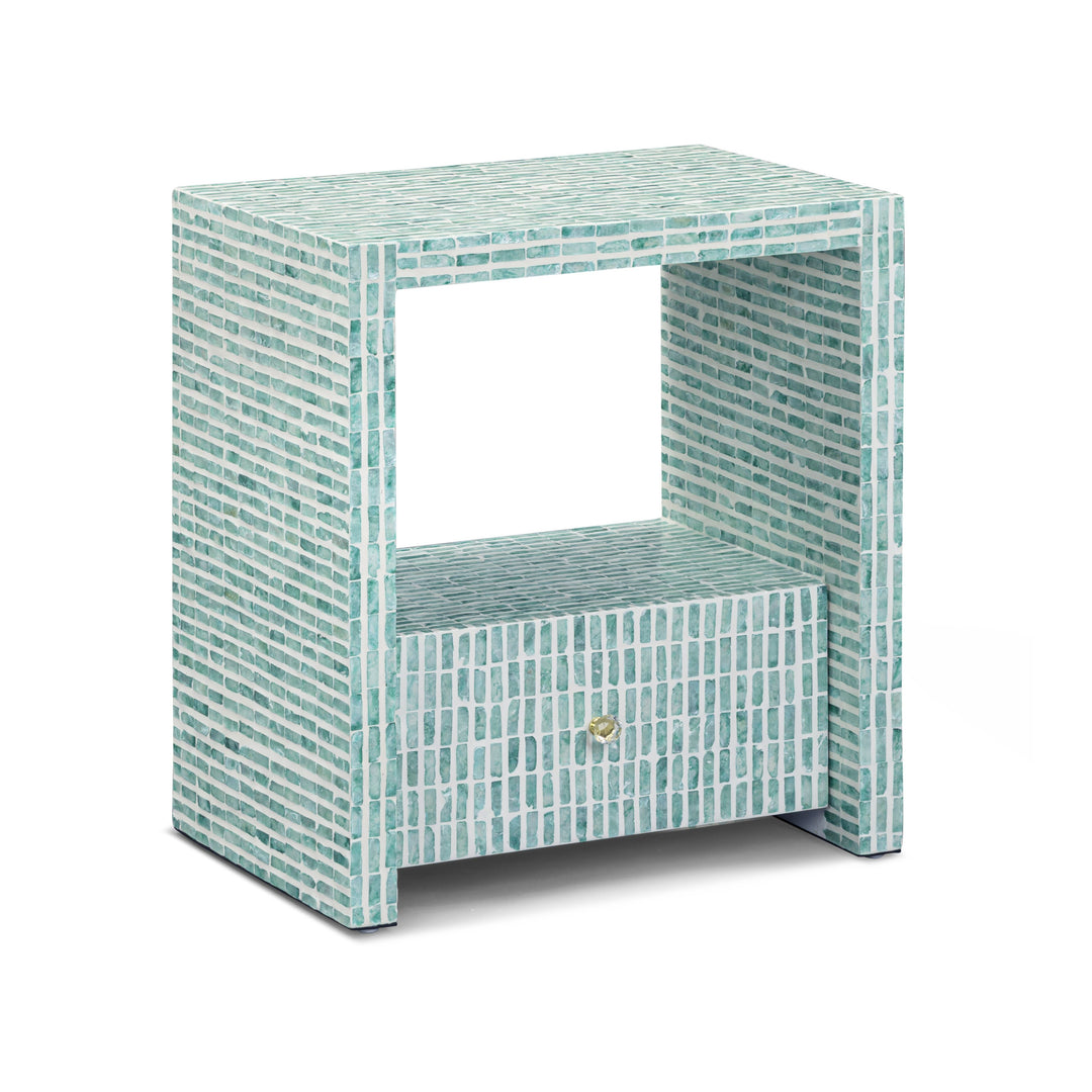 Tia 20" Blue Mother of Pearl Nightstand