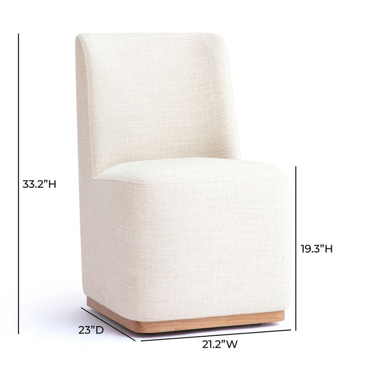 Melissa Cream Performance Fabric Rolling Dining Chair