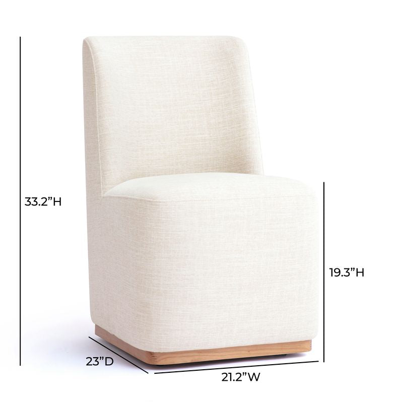 Melissa Cream Performance Fabric Rolling Dining Chair