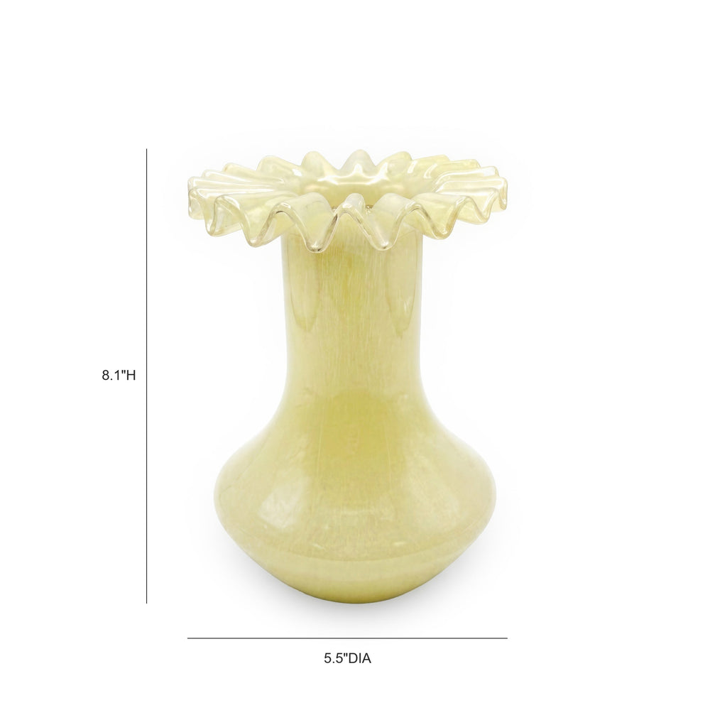 Ruff Yellow Glass Vase