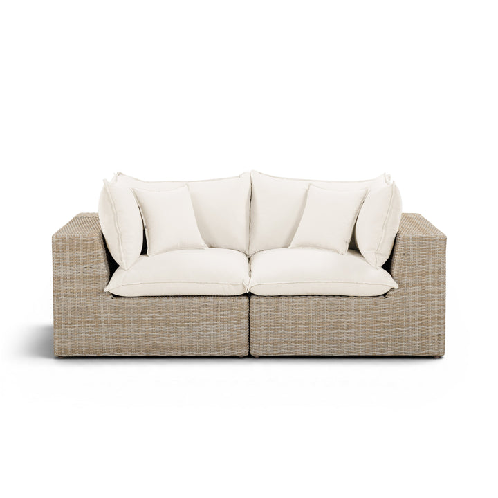 Cali 80" Performance Fabric &amp; Wicker Outdoor Loveseat