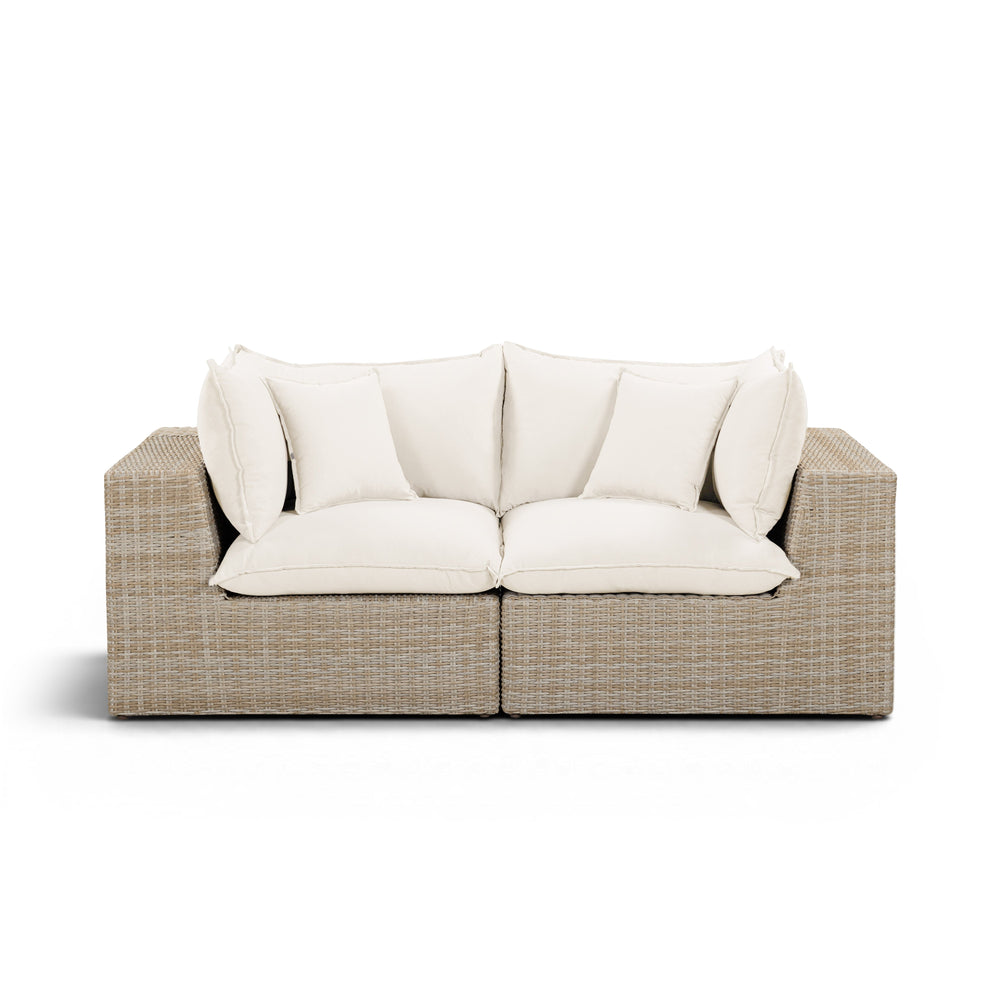Cali 80" Performance Fabric & Wicker Outdoor Loveseat