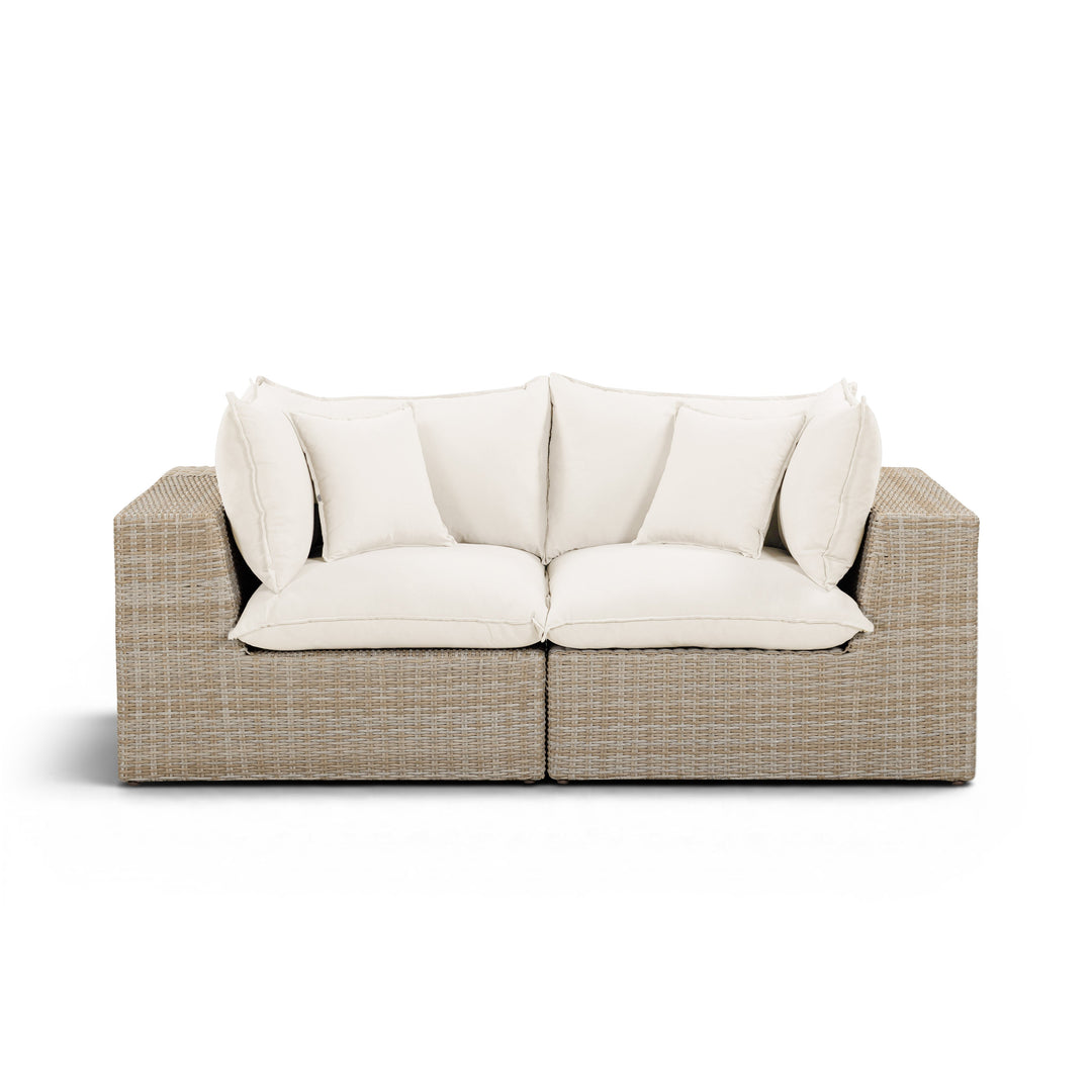 Cali 80" Performance Fabric &amp; Wicker Outdoor Loveseat