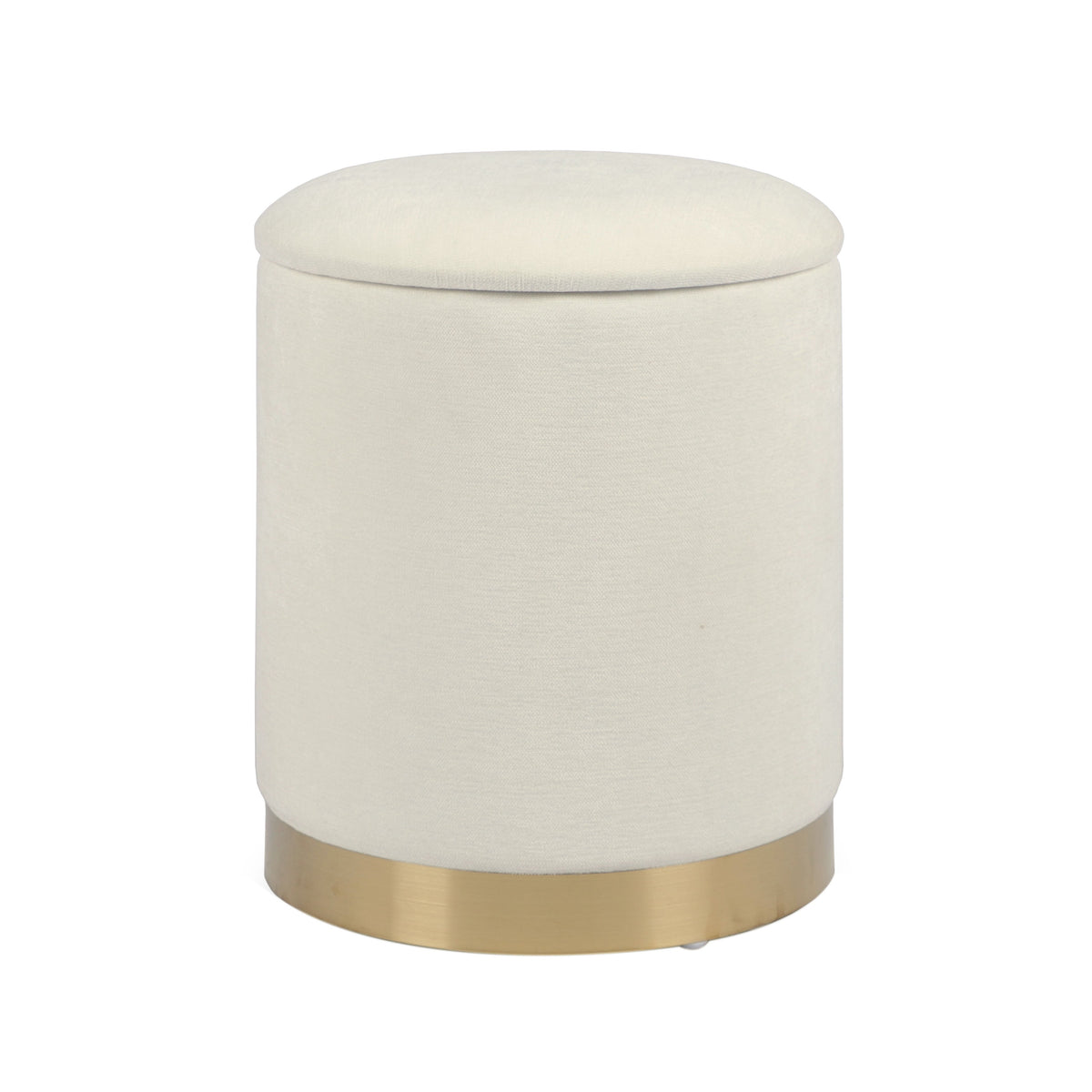 Zoe Cream Chenille Storage Ottoman