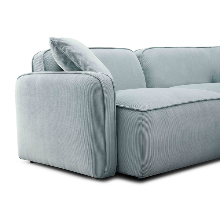 Travie 78" Sea Blue Performance Corduroy Velvet Modular Loveseat