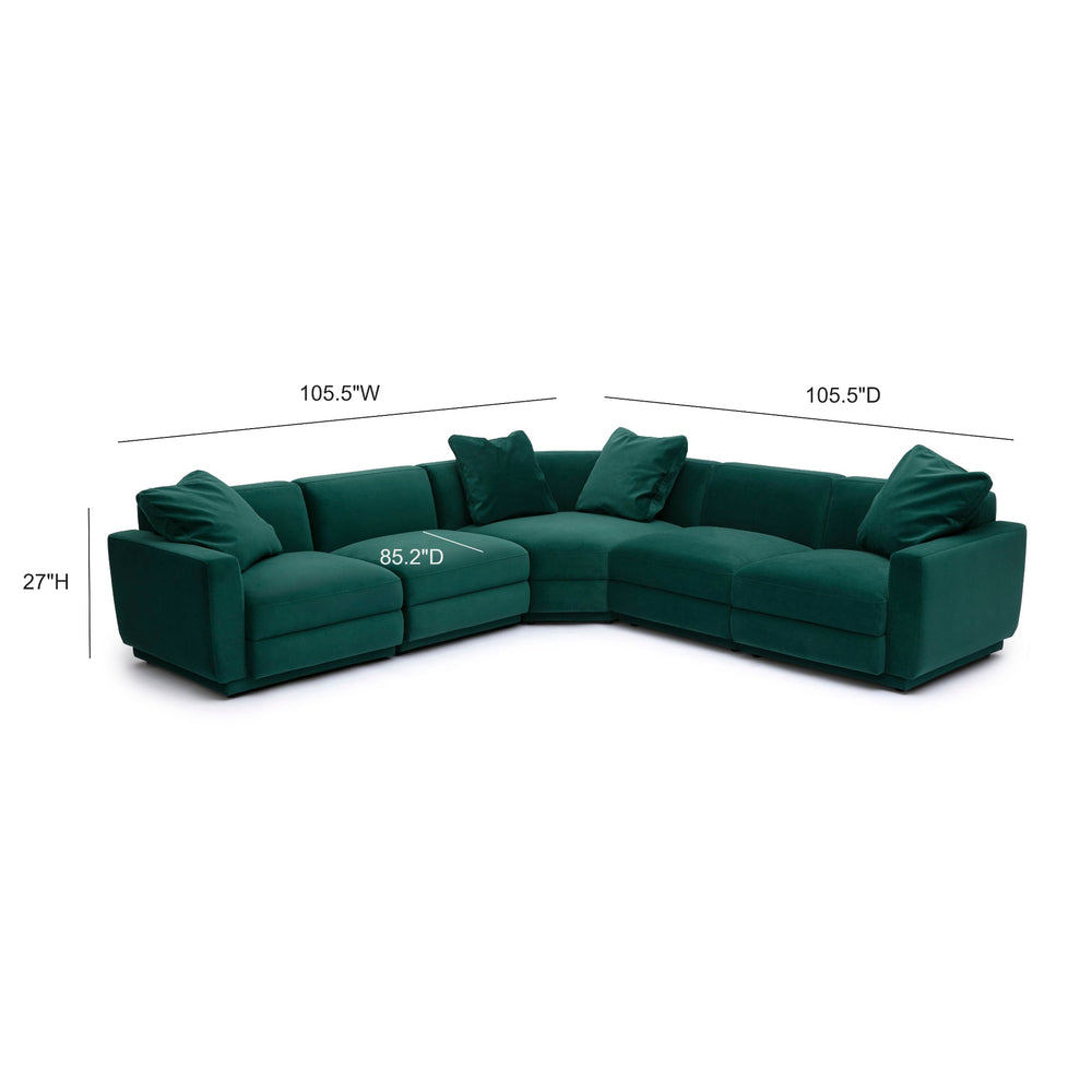 Perry 5-Piece Modular L-Sectional - Deep Green