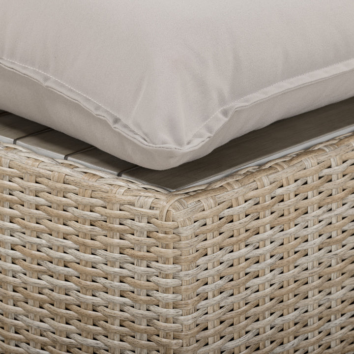 Cali Performance Fabric &amp; Wicker Outdoor Ottoman