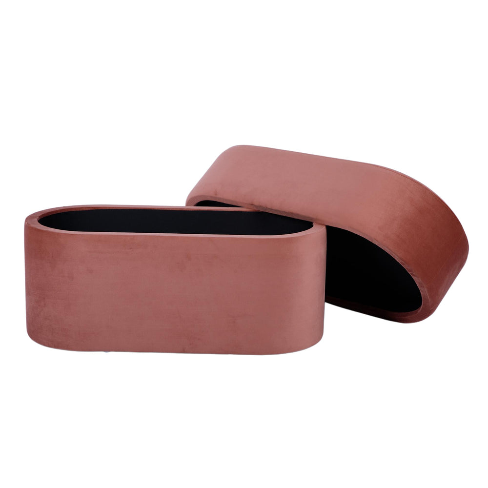 Andrea Performance Velvet Storage Bench (31"-50") - Salmon / 31"