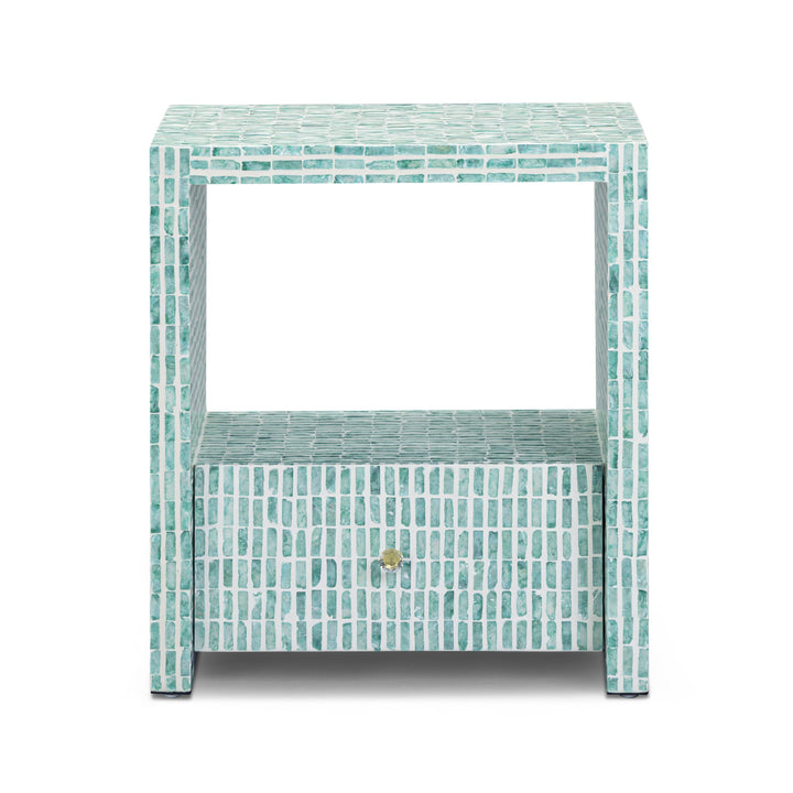 Tia 20" Blue Mother of Pearl Nightstand