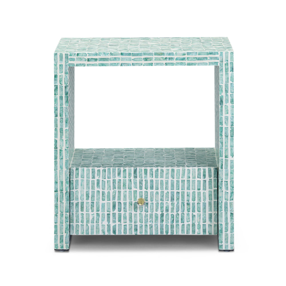 Tia 20" Blue Mother of Pearl Nightstand