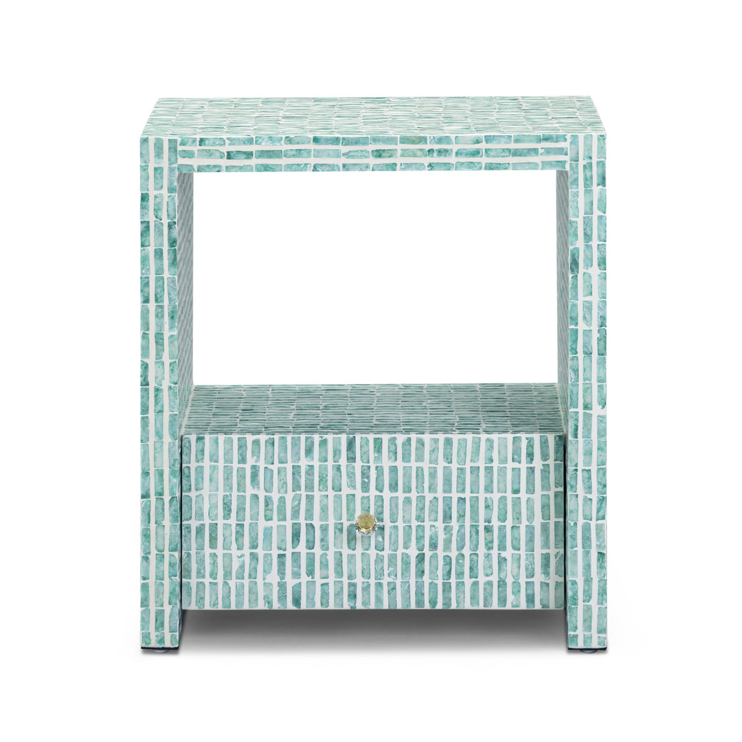 Tia 20" Blue Mother of Pearl Nightstand
