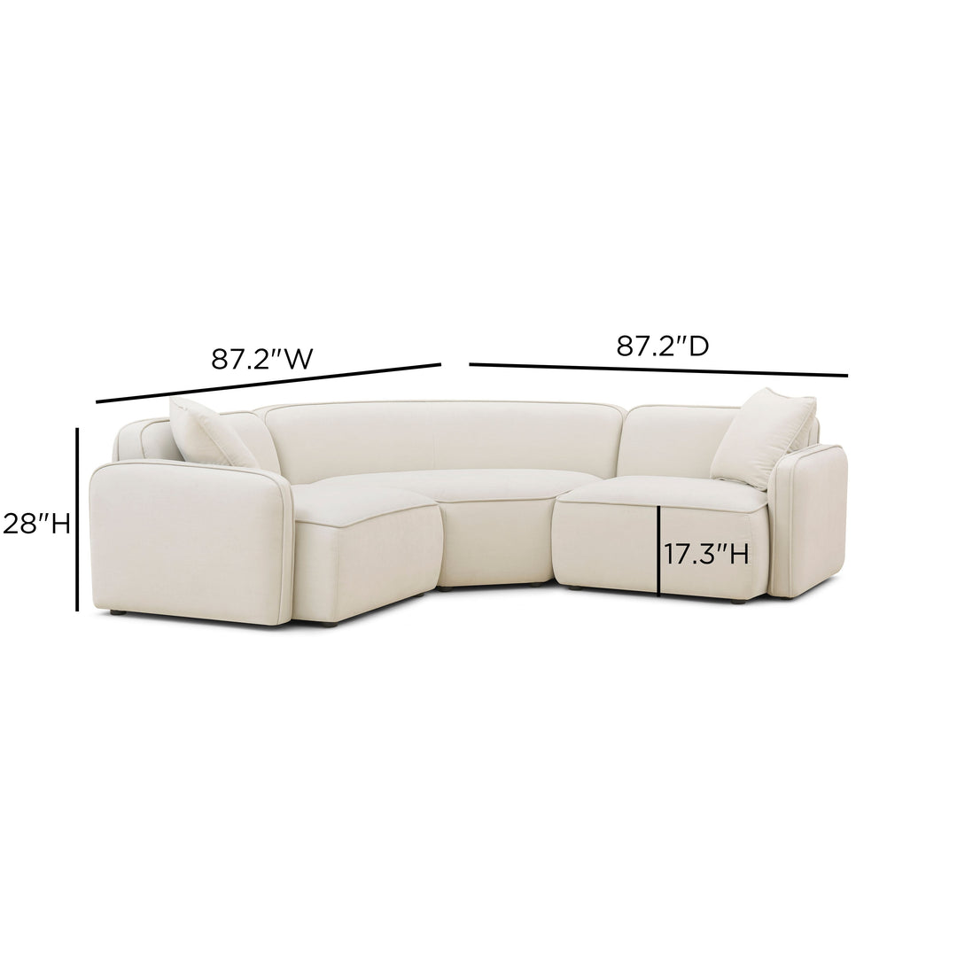 Travie 3-Piece Sand Upcycled Performance Linen Modular L-Sectional