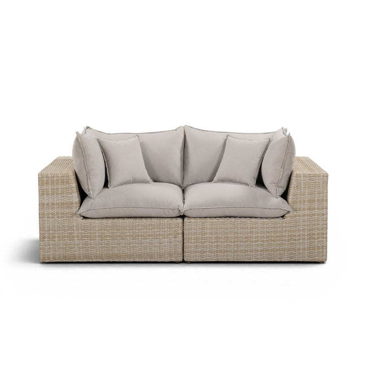 Cali 80" Performance Fabric &amp; Wicker Outdoor Loveseat