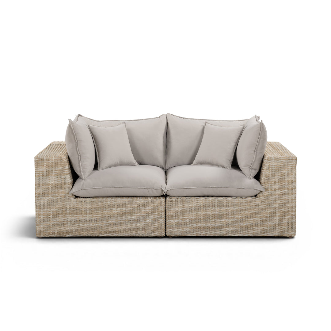 Cali 80" Performance Fabric &amp; Wicker Outdoor Loveseat