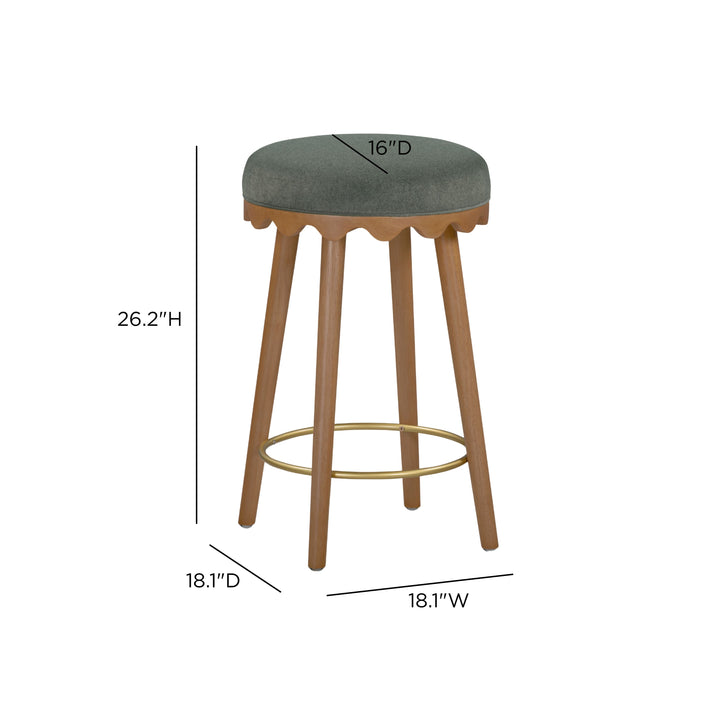 Oodle Green Performance Vegan Mohair Counter Stool - Light Walnut