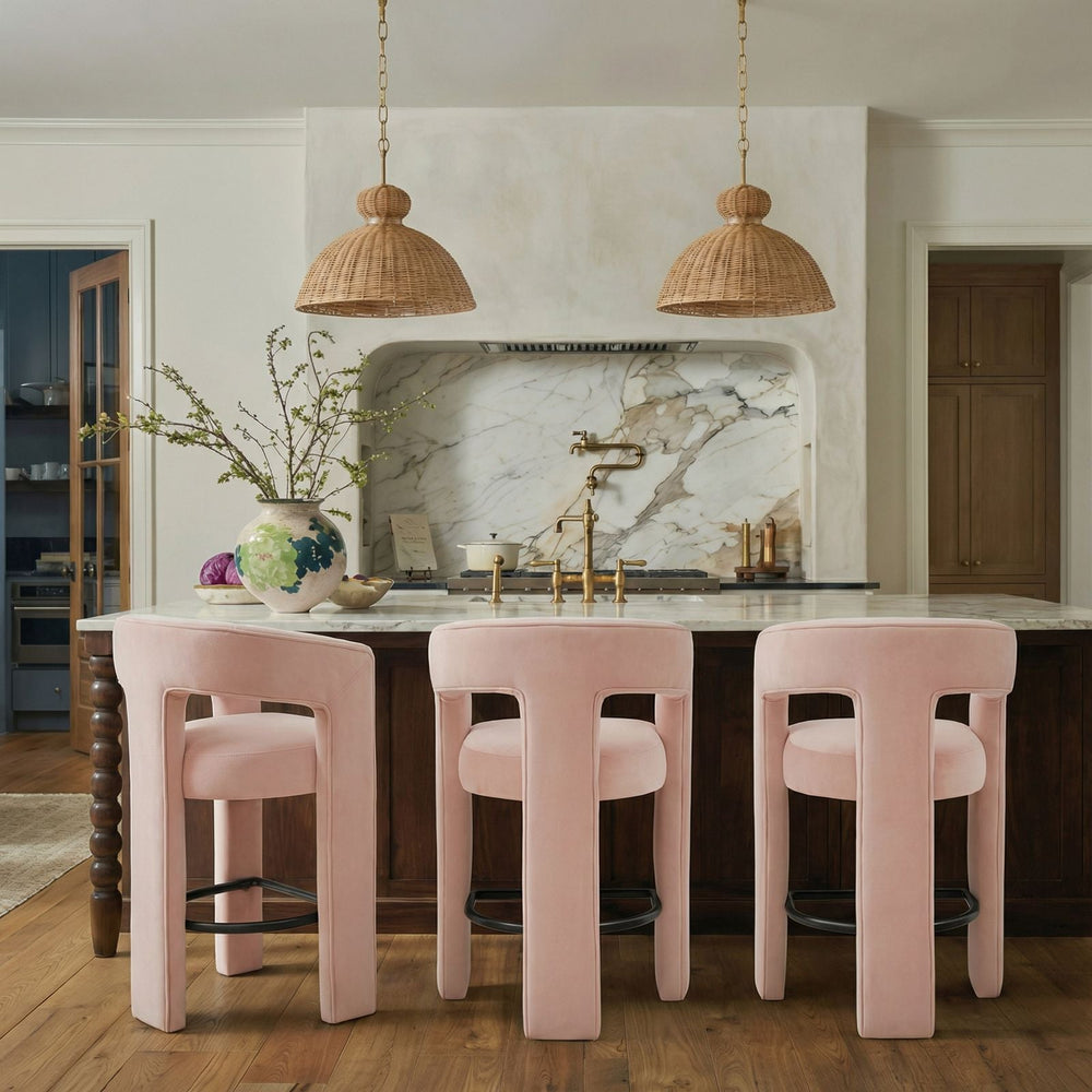 Malone Performance Chenille Stool - Blush / Counter Height