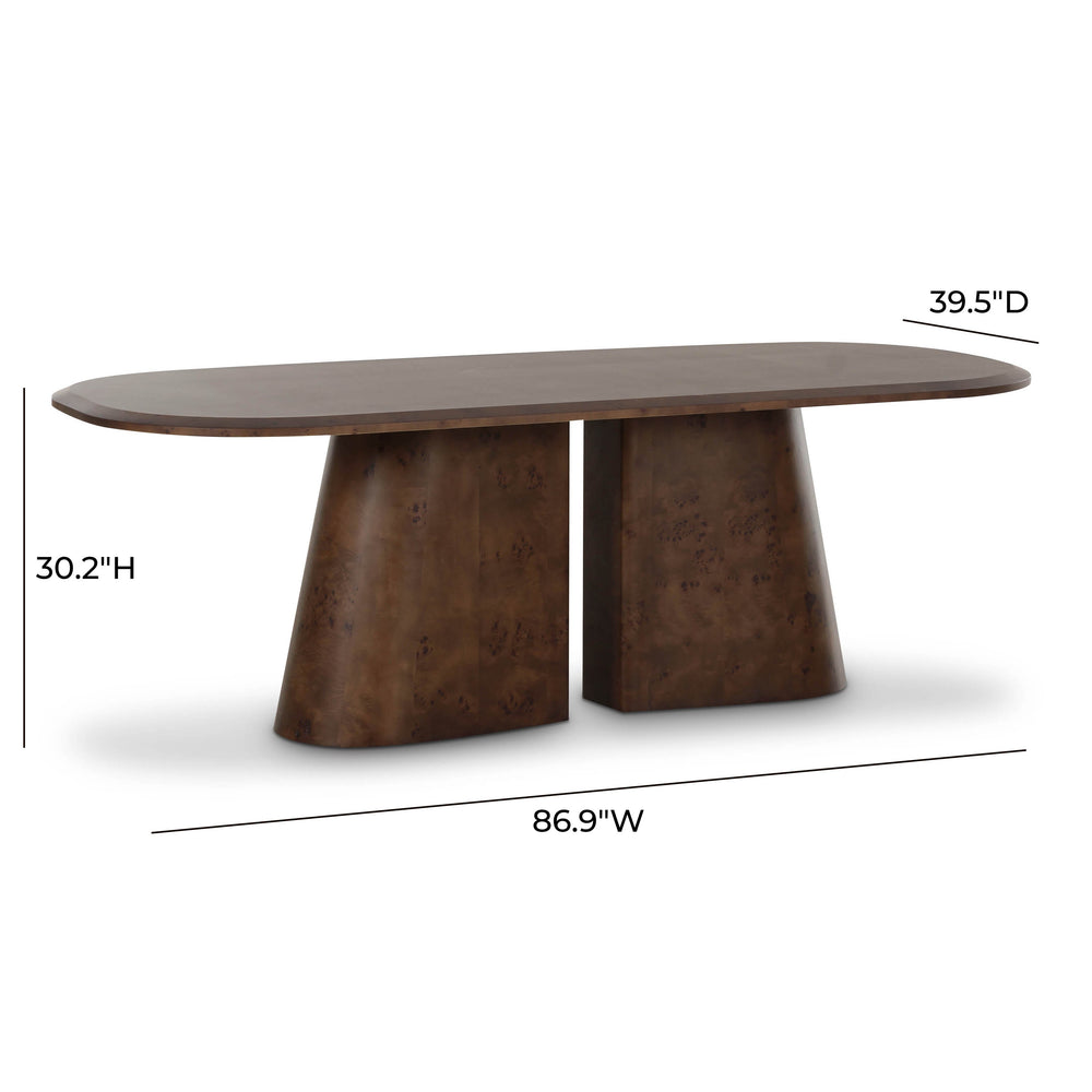 Gladyss 87" Burl Oval Dining Table
