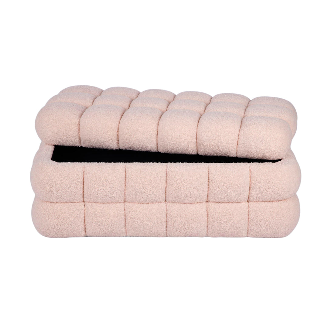 Anita 39" Faux Shearling Storage Bench With Reversible Tray Top - Pink