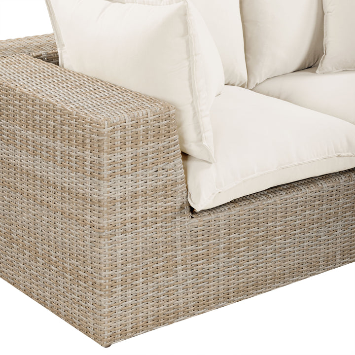 Cali 120" Performance Fabric &amp; Wicker Outdoor Sofa
