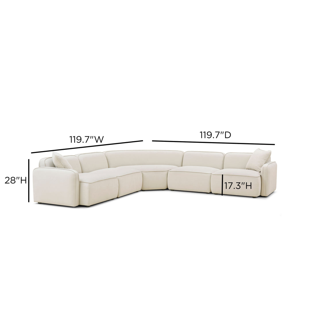Travie 5-Piece Sand Upcycled Performance Linen Modular Large L-Sectional